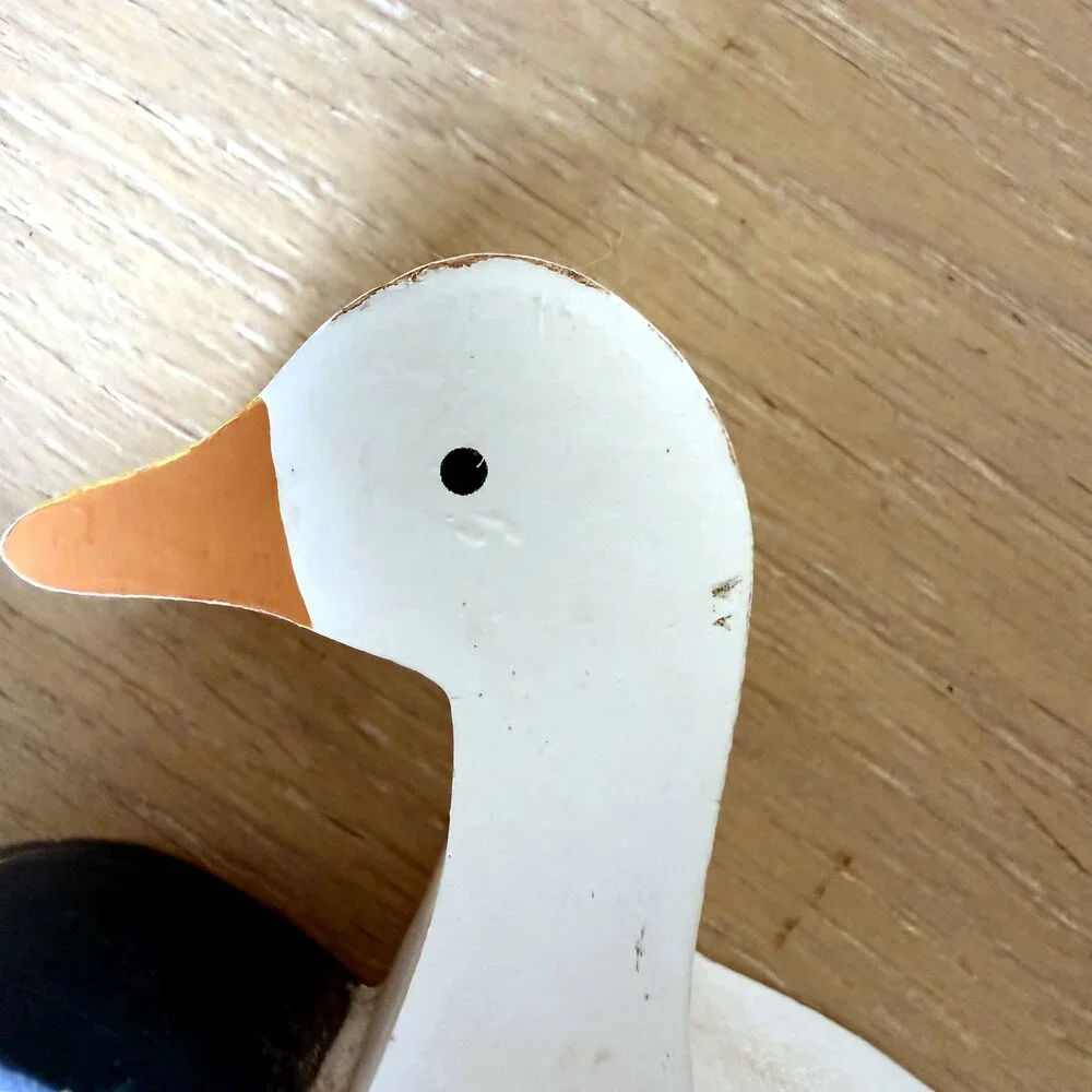Vintage Cottagecore Wood Geese Heart Candle Holder Farmhouse Kitchen Decor